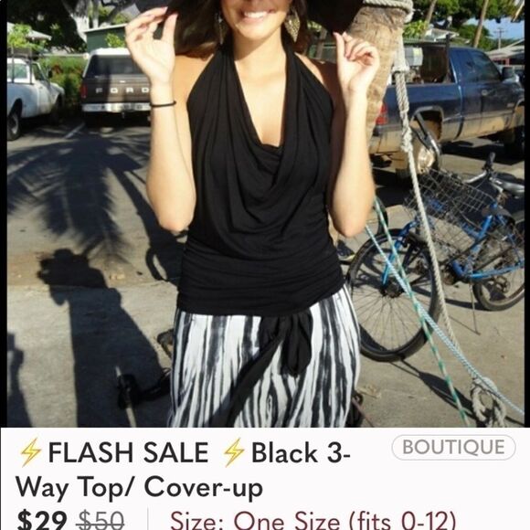 3 way one size one shoulder, cowl neck, strapless rouched top - Picture 2 of 3